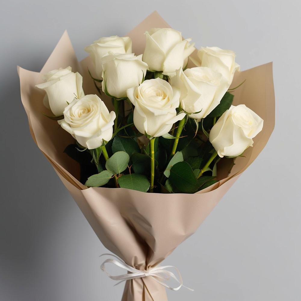 Букет 9 Белых роз Эдлесс Лав в Пятигорском