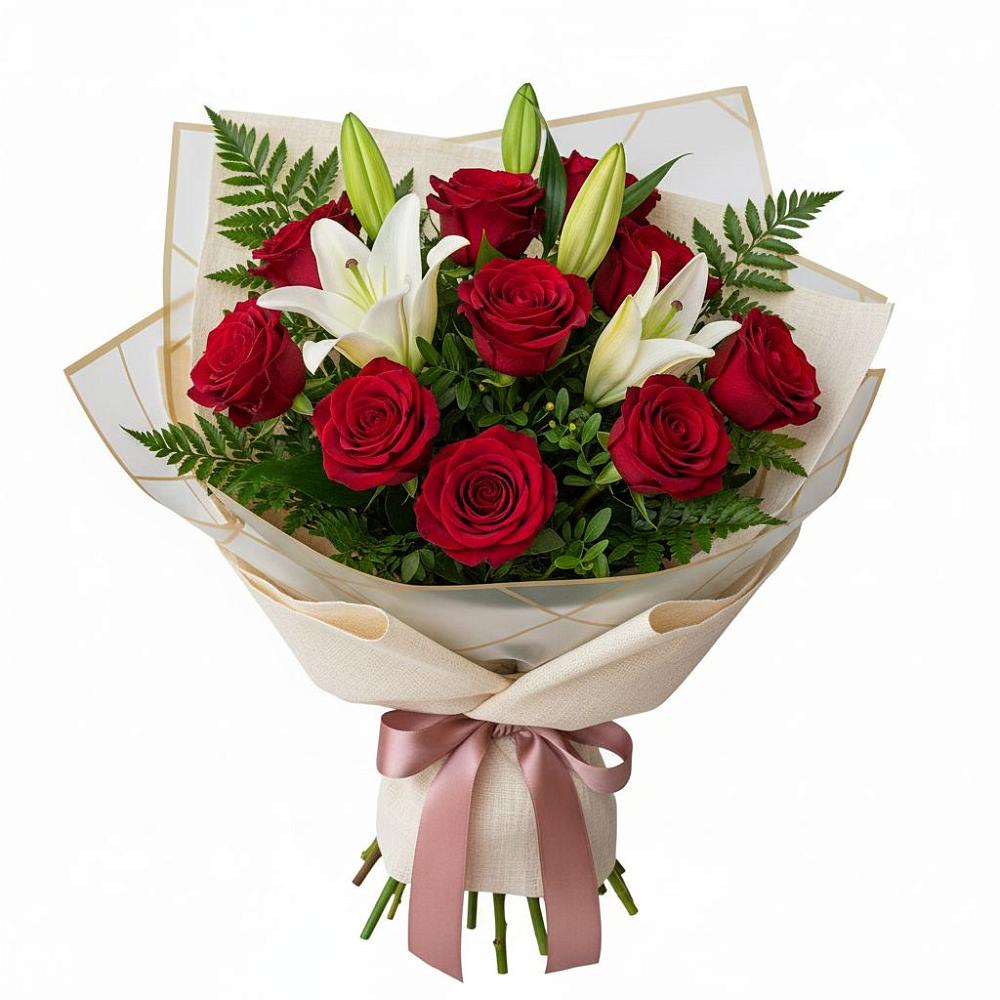 Букет цветов из: Лилии и Розы в Пятигорском