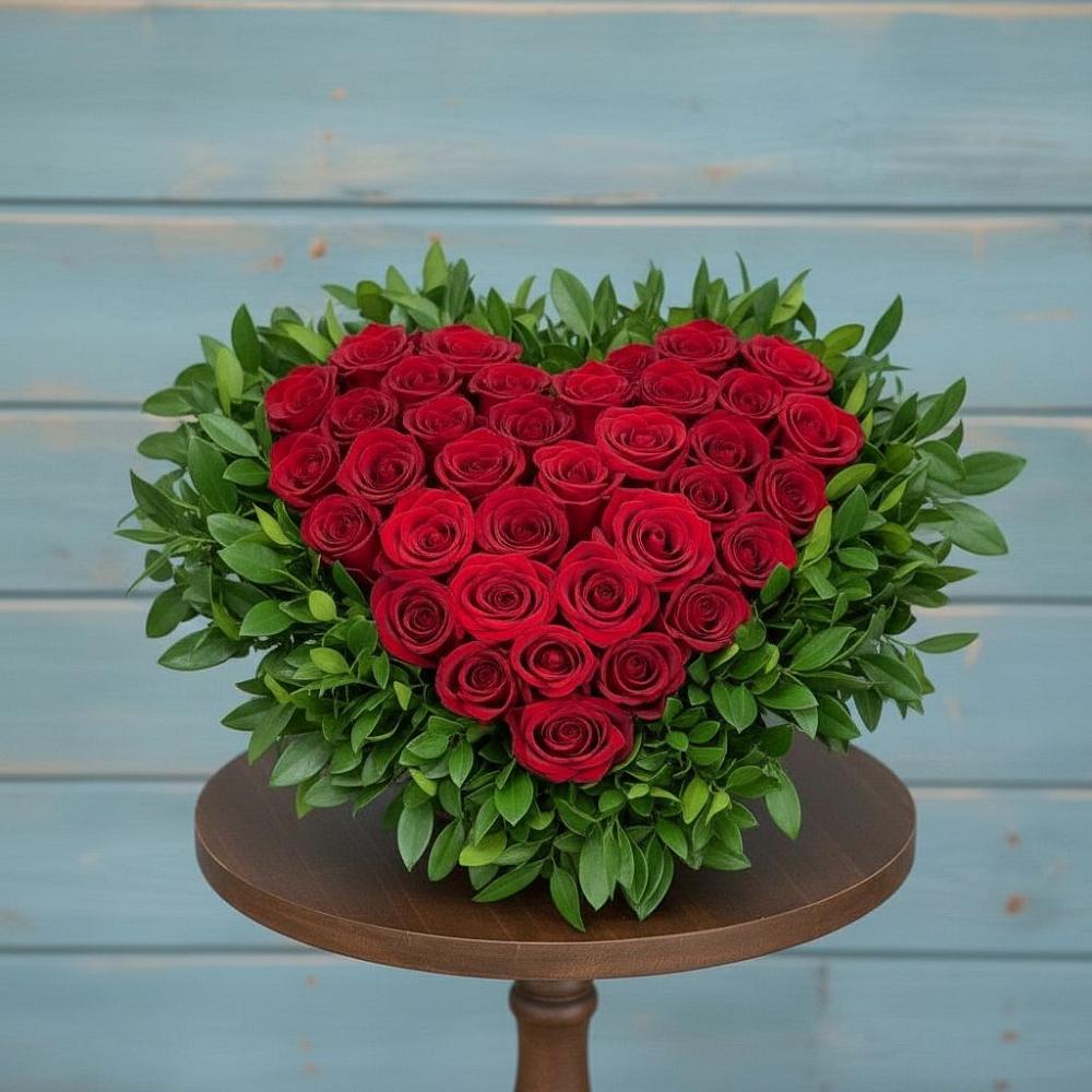 Цветочная композиция из Розы в виде сердца в Пятигорском