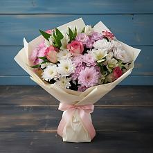 Букет цветов из:  Хризантемы, Альстромерии и Розы в Пятигорском