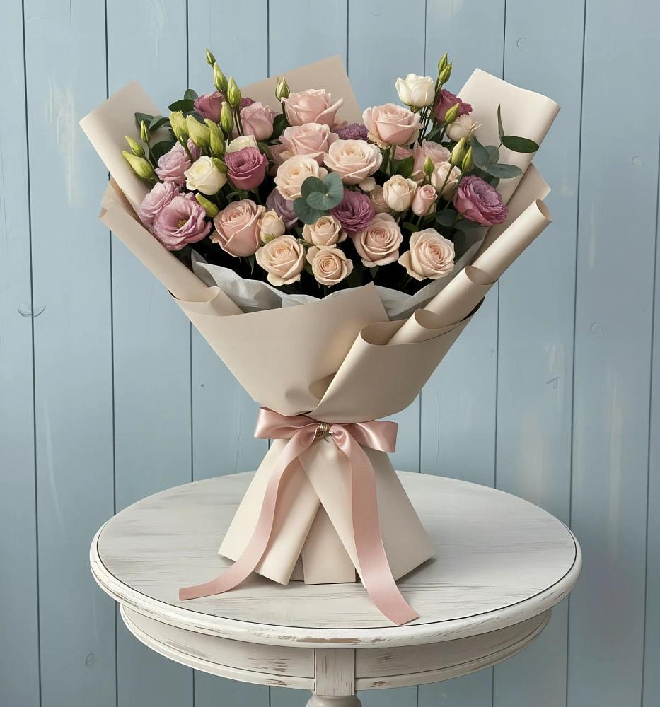 Букет цветов из: Розы и Лизиантусы в Пятигорском